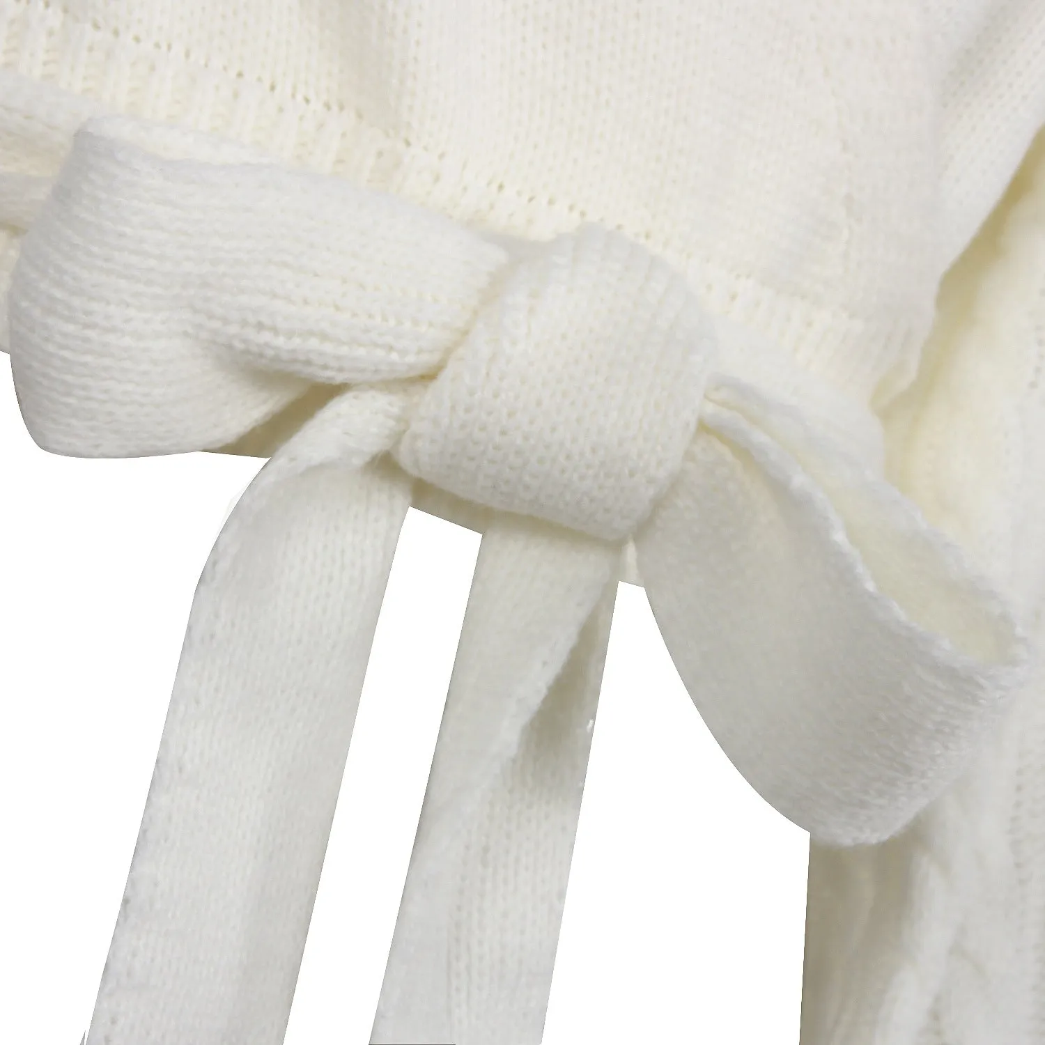 Lantern Sleeve Bow Tie Knitting Sweaters