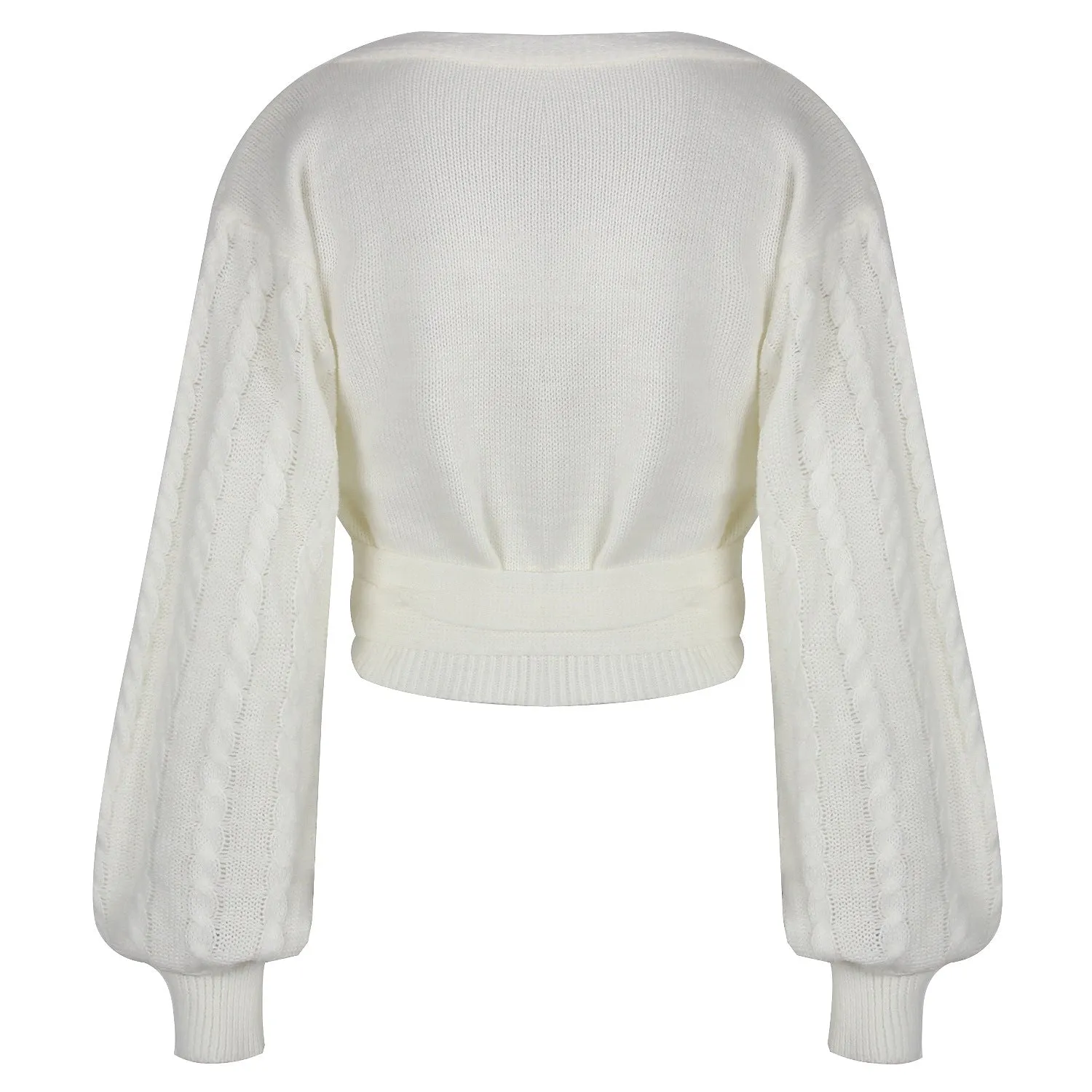 Lantern Sleeve Bow Tie Knitting Sweaters