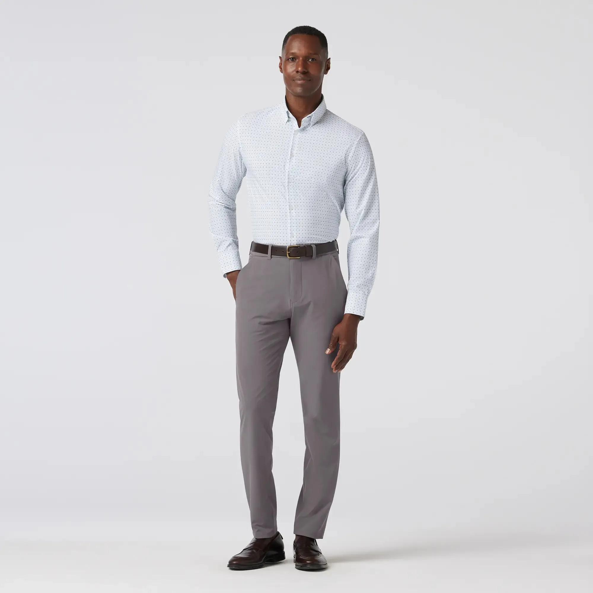 Leeward  Dress Shirt - White Hatch Mark