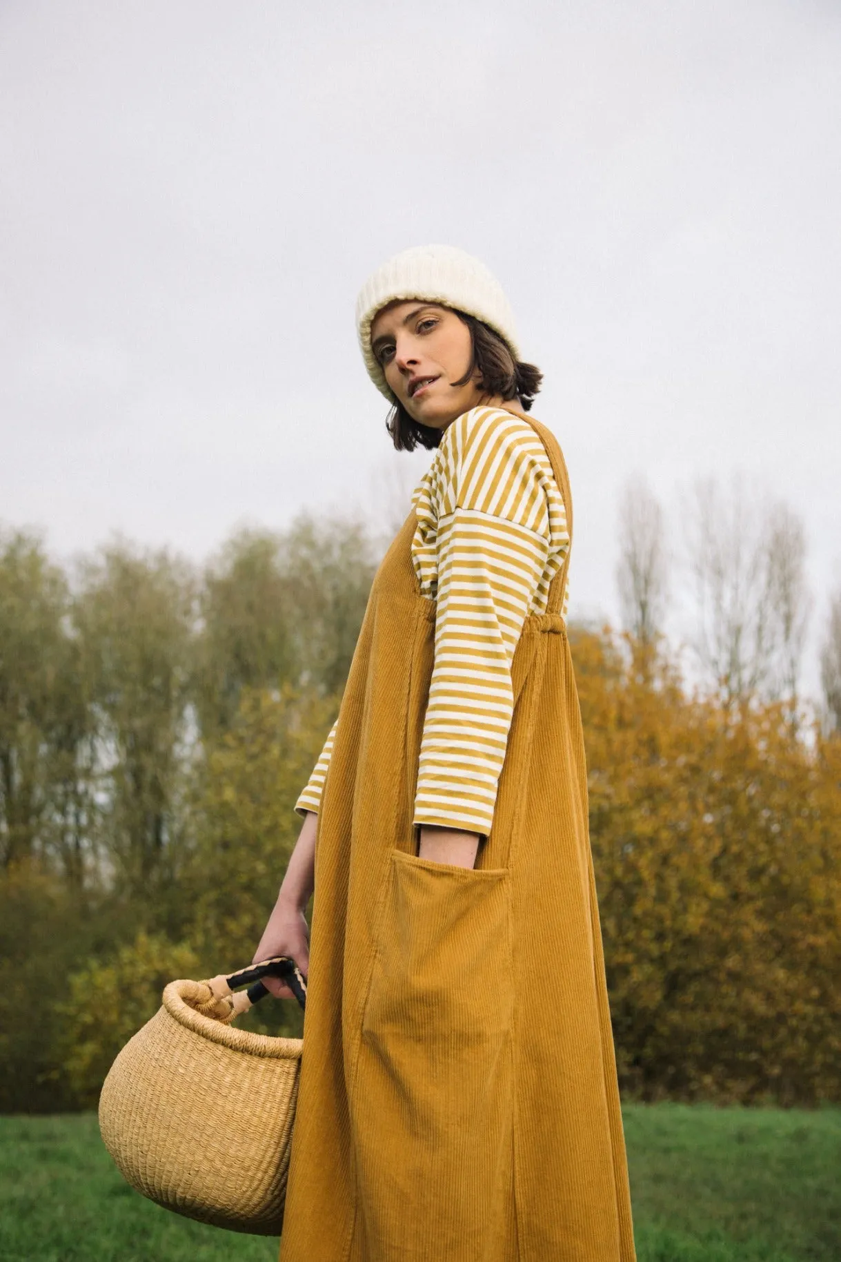 Leia-Sue Organic Cotton Stripe Jersey Top in Chartreuse and White