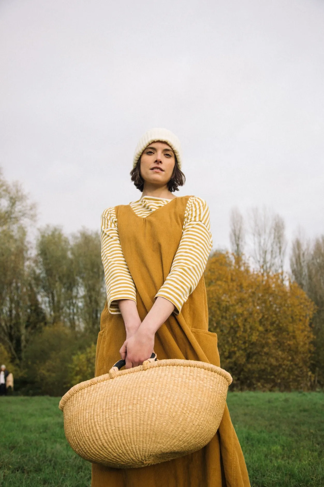 Leia-Sue Organic Cotton Stripe Jersey Top in Chartreuse and White