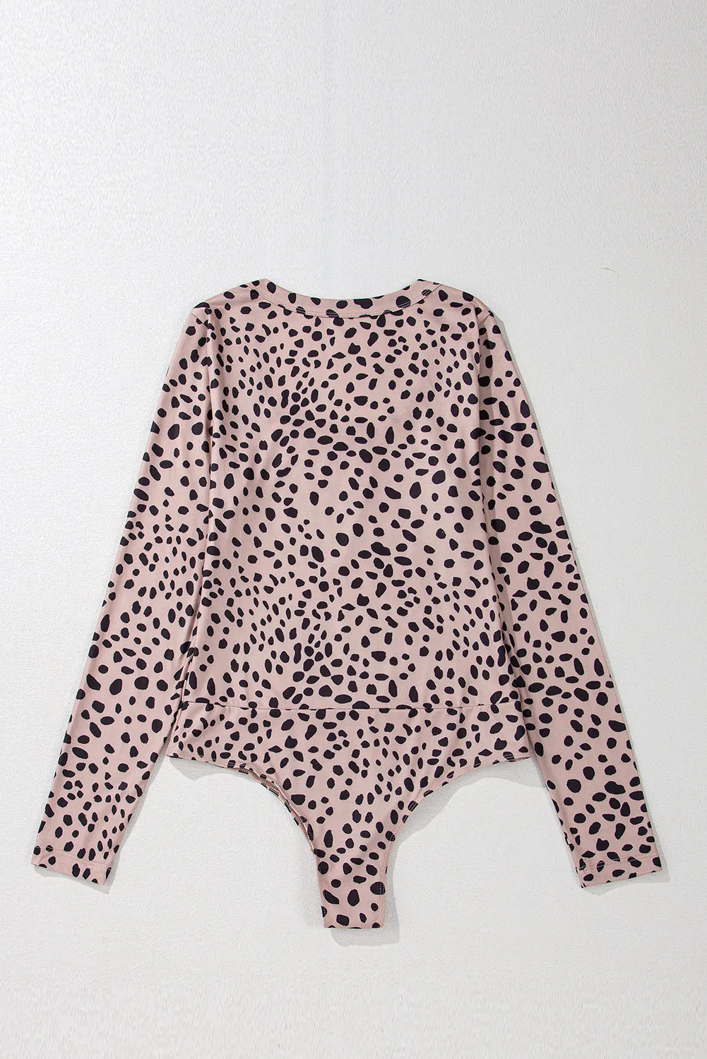 Leopard Print Scoop Neck Slim Fit Bodysuit