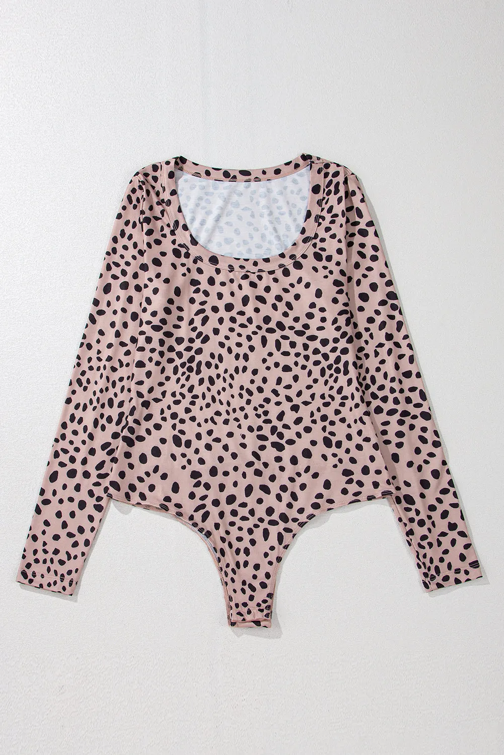 Leopard Print Scoop Neck Slim Fit Bodysuit