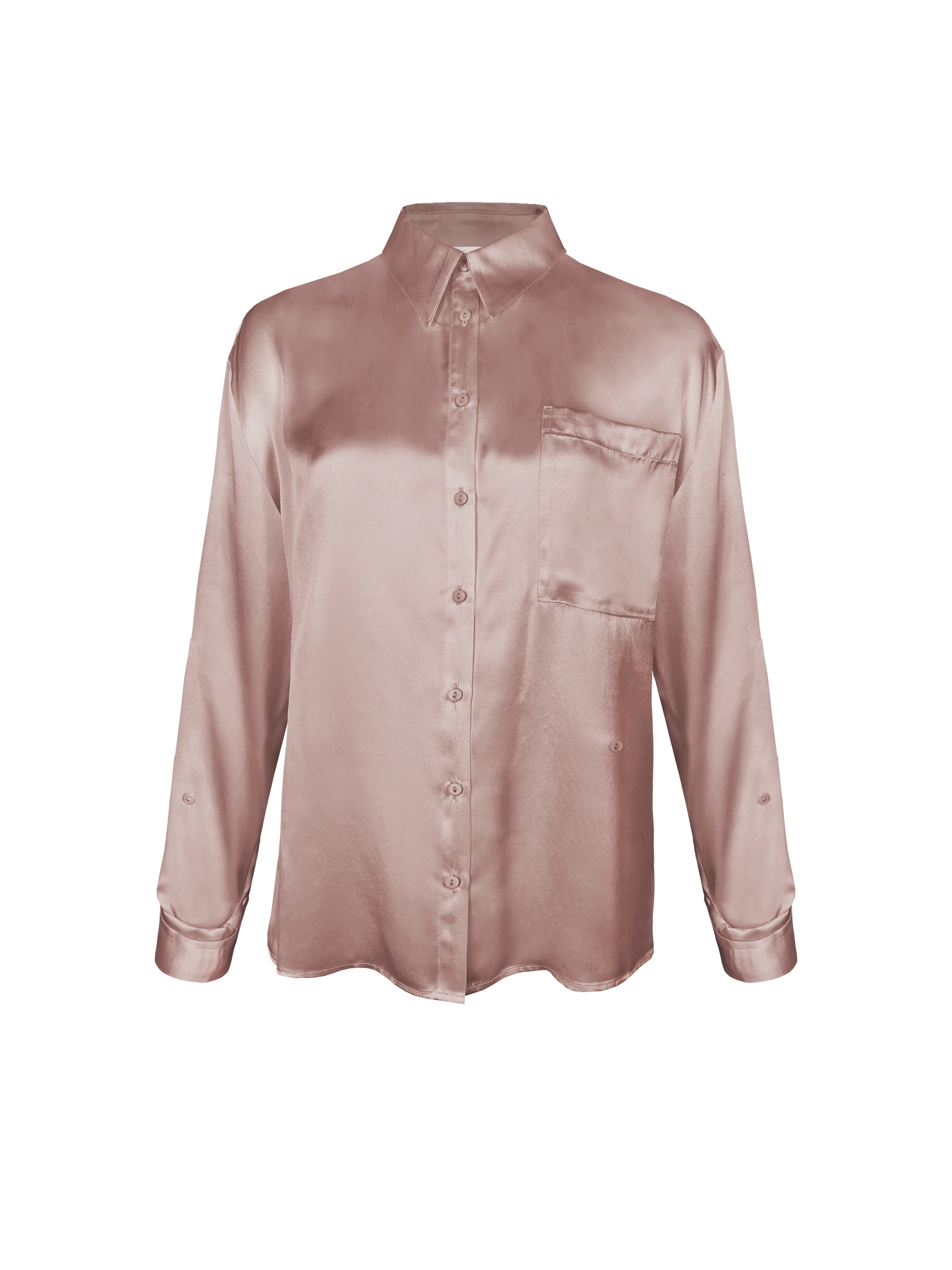 Loose Silk Button Shirt - Pastel Rose
