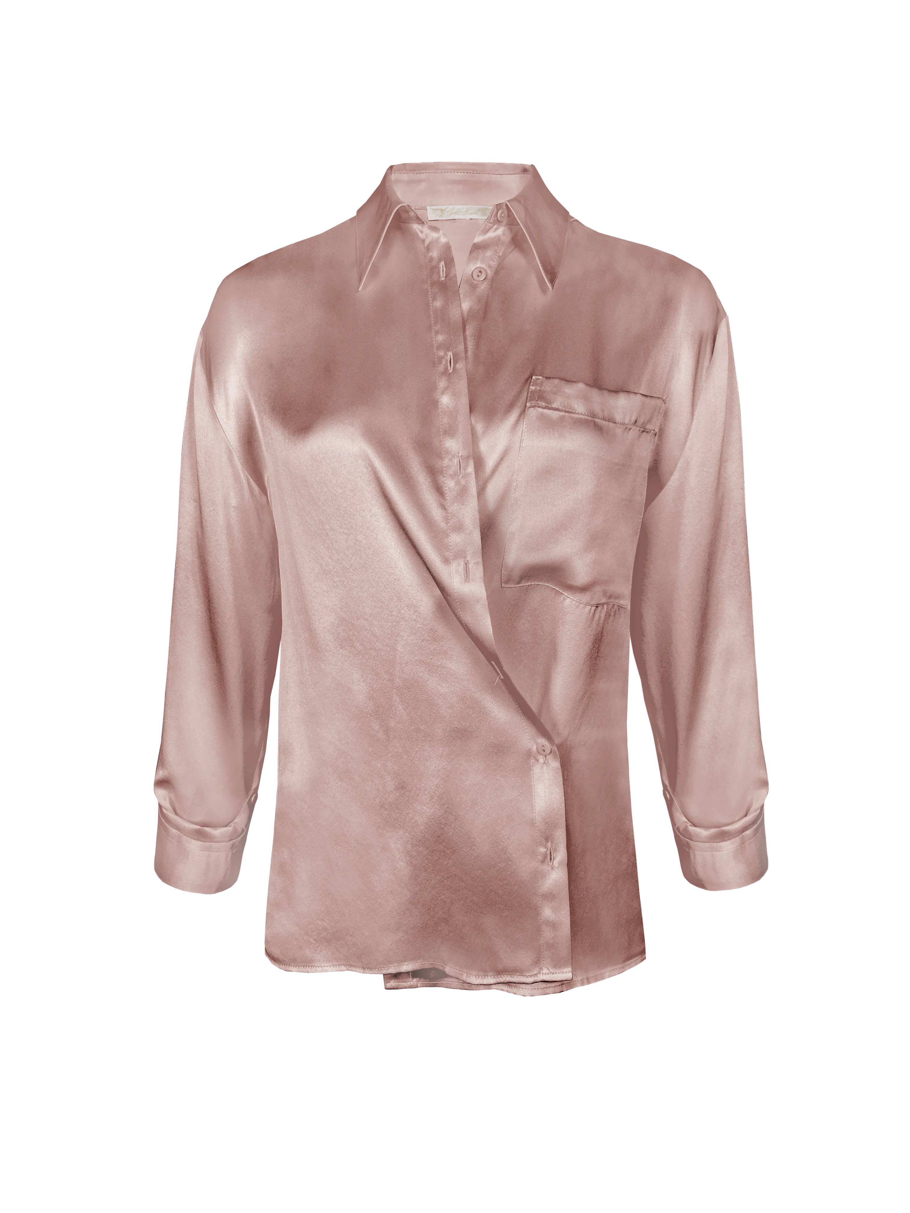 Loose Silk Button Shirt - Pastel Rose