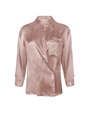 Loose Silk Button Shirt - Pastel Rose
