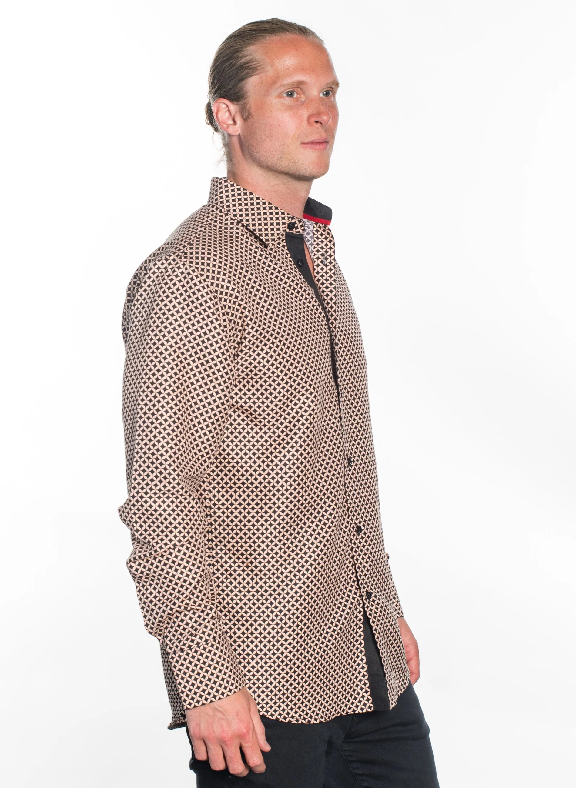 LSWG-404 MEN'S PRINTED LONG SLEEVE DRESS SHIRT