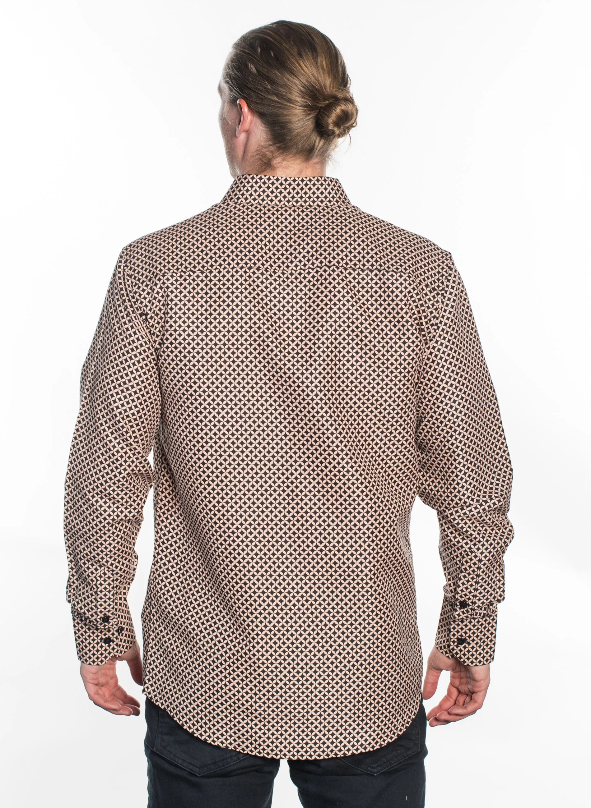LSWG-404 MEN'S PRINTED LONG SLEEVE DRESS SHIRT