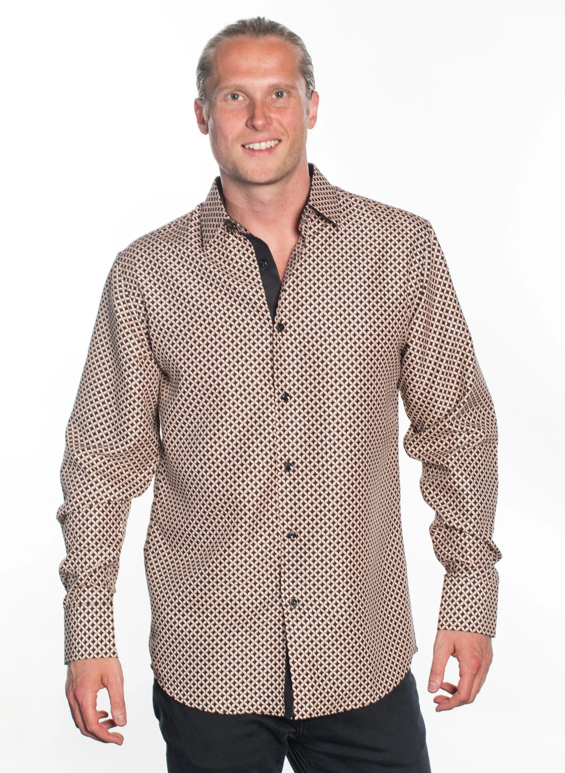LSWG-404 MEN'S PRINTED LONG SLEEVE DRESS SHIRT