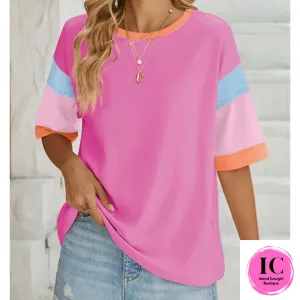 Lucky You Pink Colorblock Tee