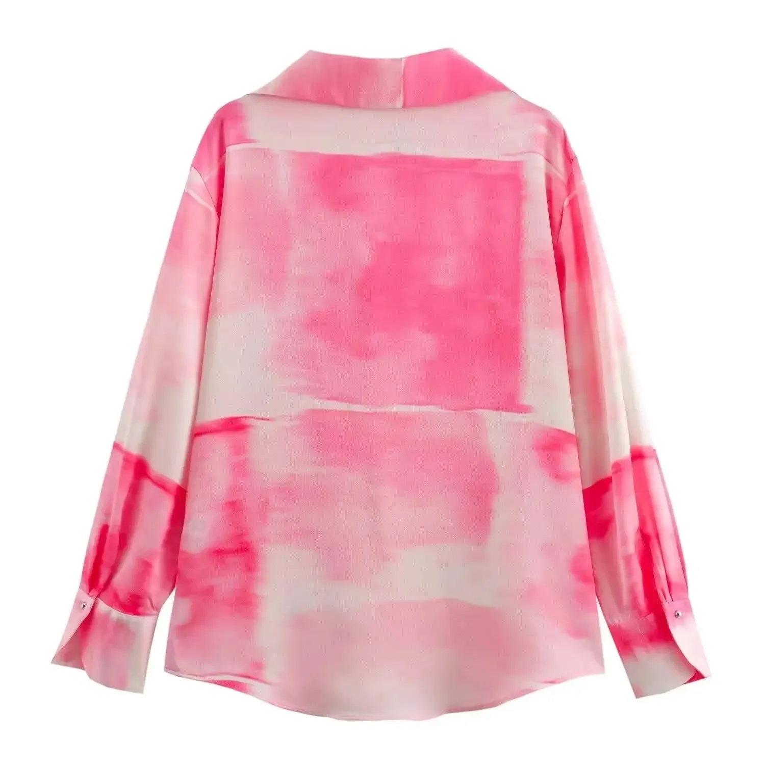 LVSANW 2024 Summer New Women's Shirt European and American Style Fashion Casual Satin Tie Dyed Print Blouse Top