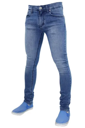 Mens Light Mid Wash Skinny Jeans - TF021