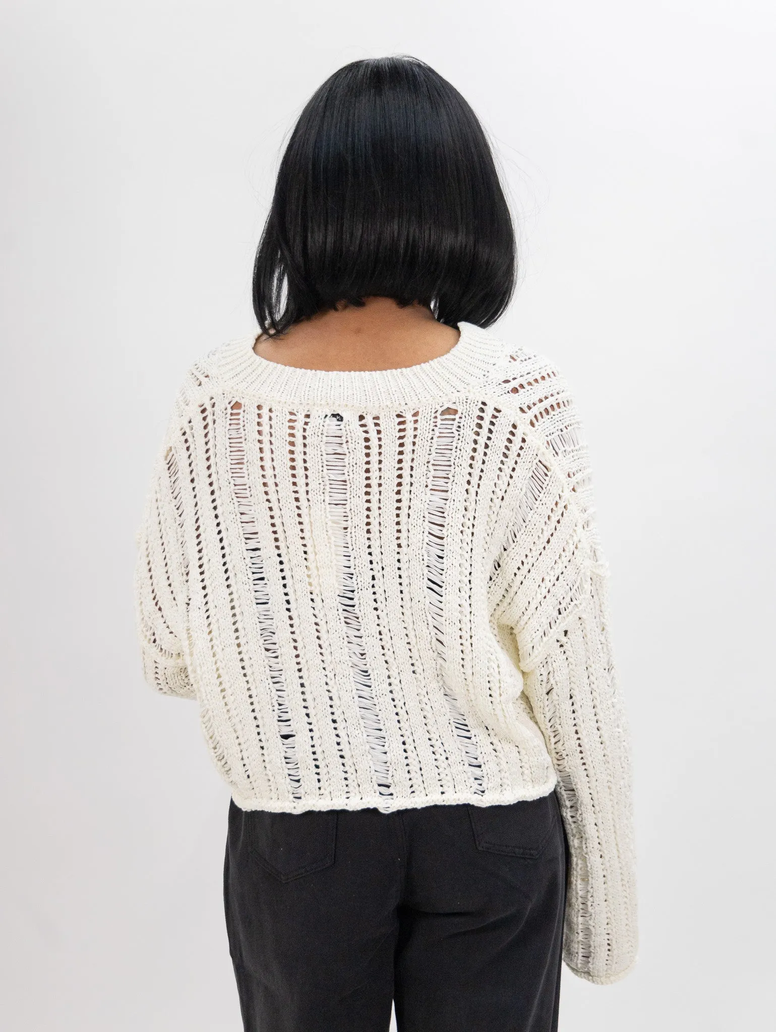 Moon River Crochet Knitted Top - Cream