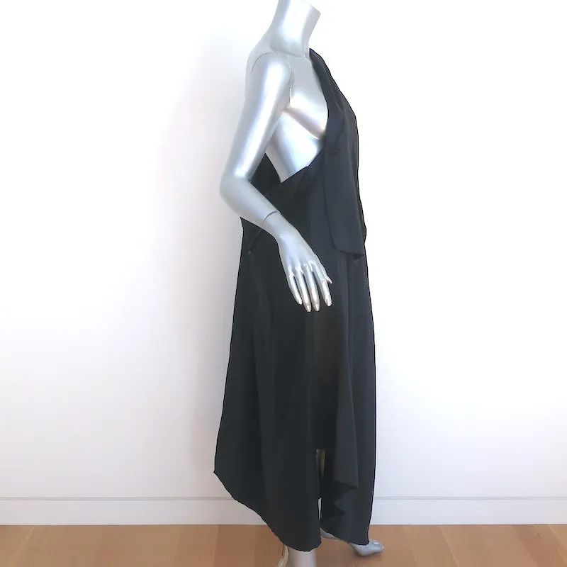 Moon Young Hee Asymmetric Midi Dress Black Wool-Silk Size 38