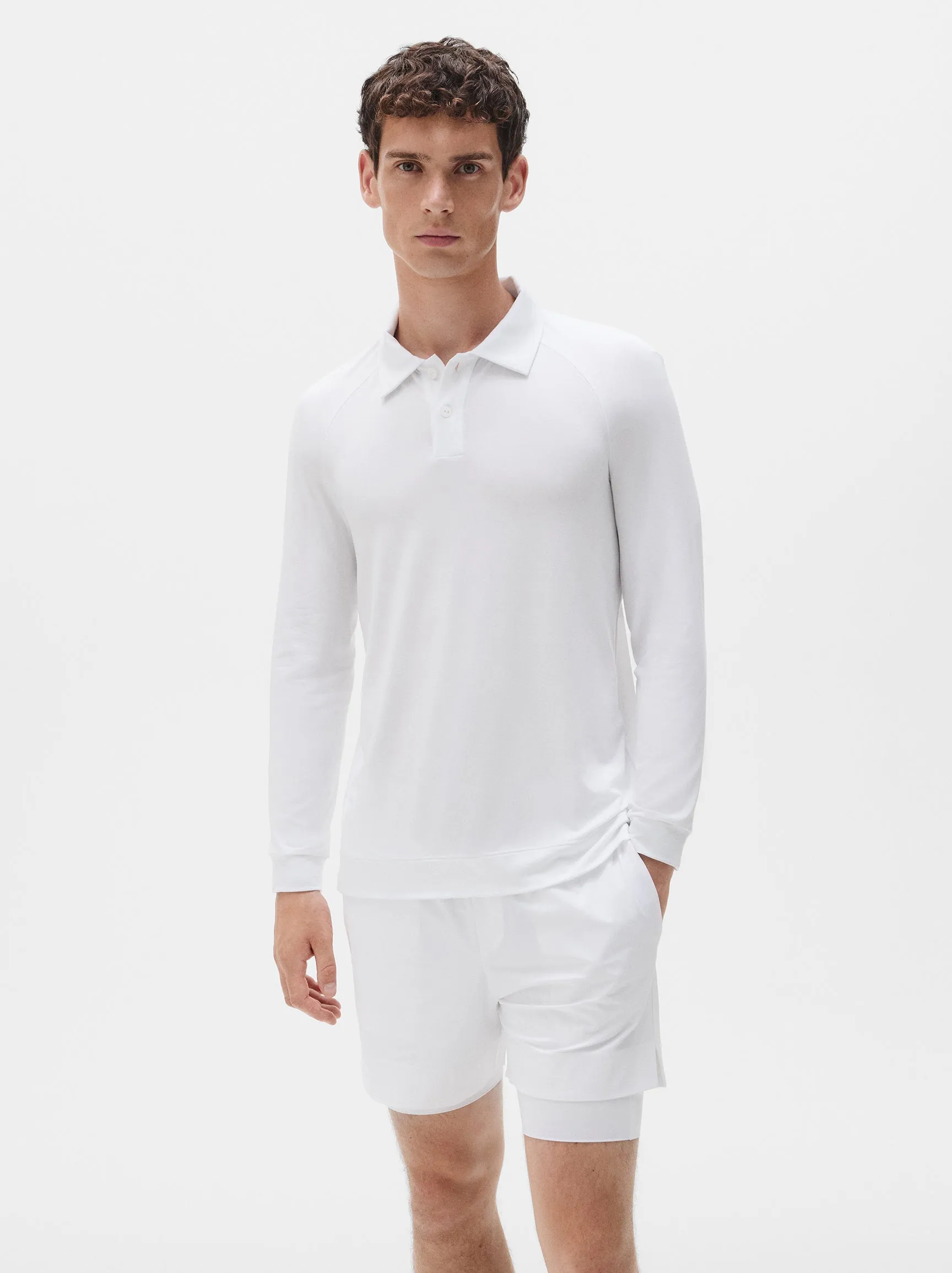 Natural Long Sleeve Tennis Polo