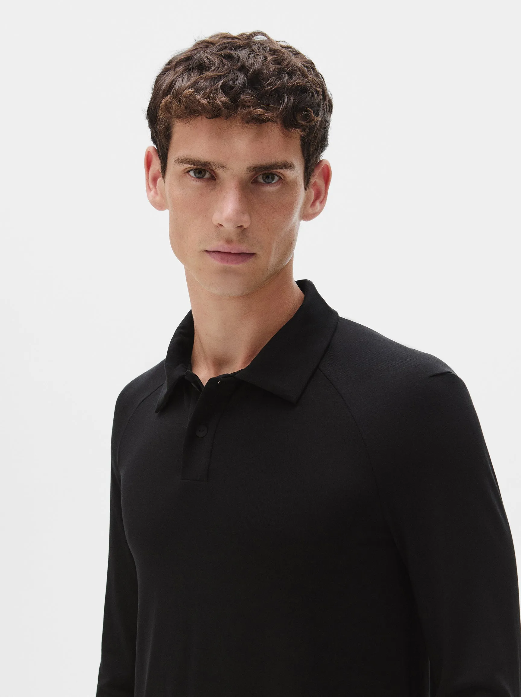 Natural Long Sleeve Tennis Polo