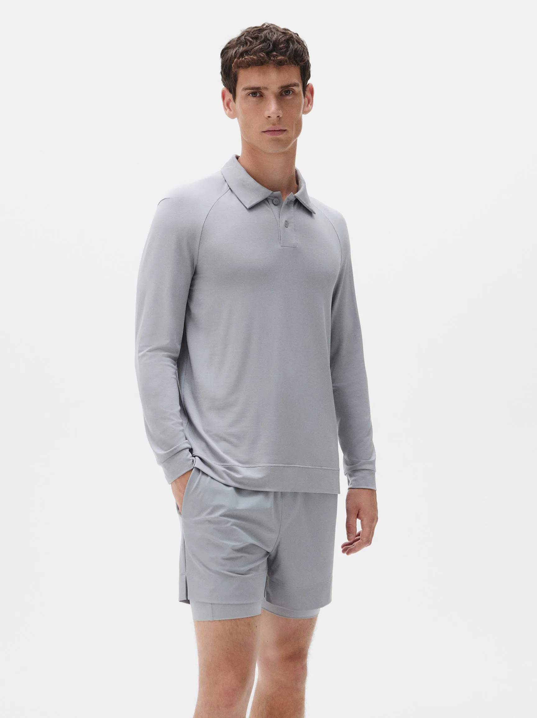 Natural Long Sleeve Tennis Polo