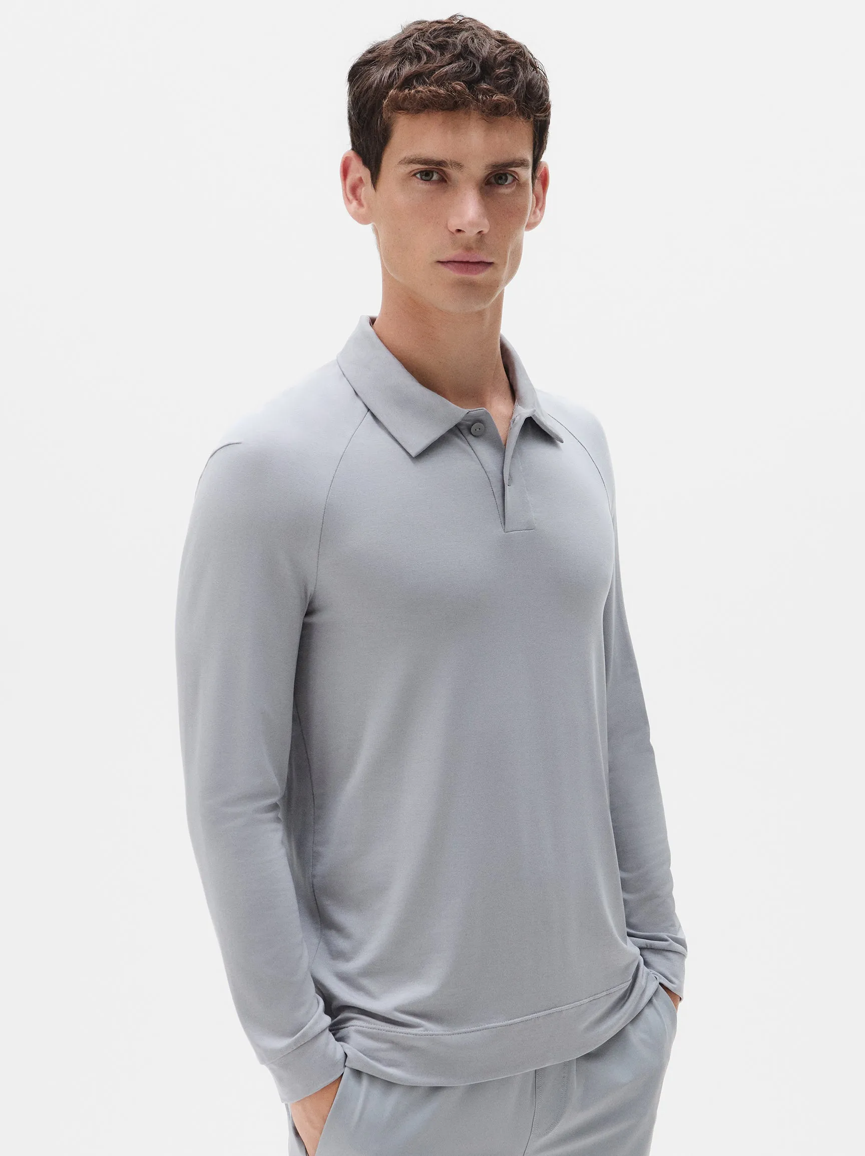 Natural Long Sleeve Tennis Polo