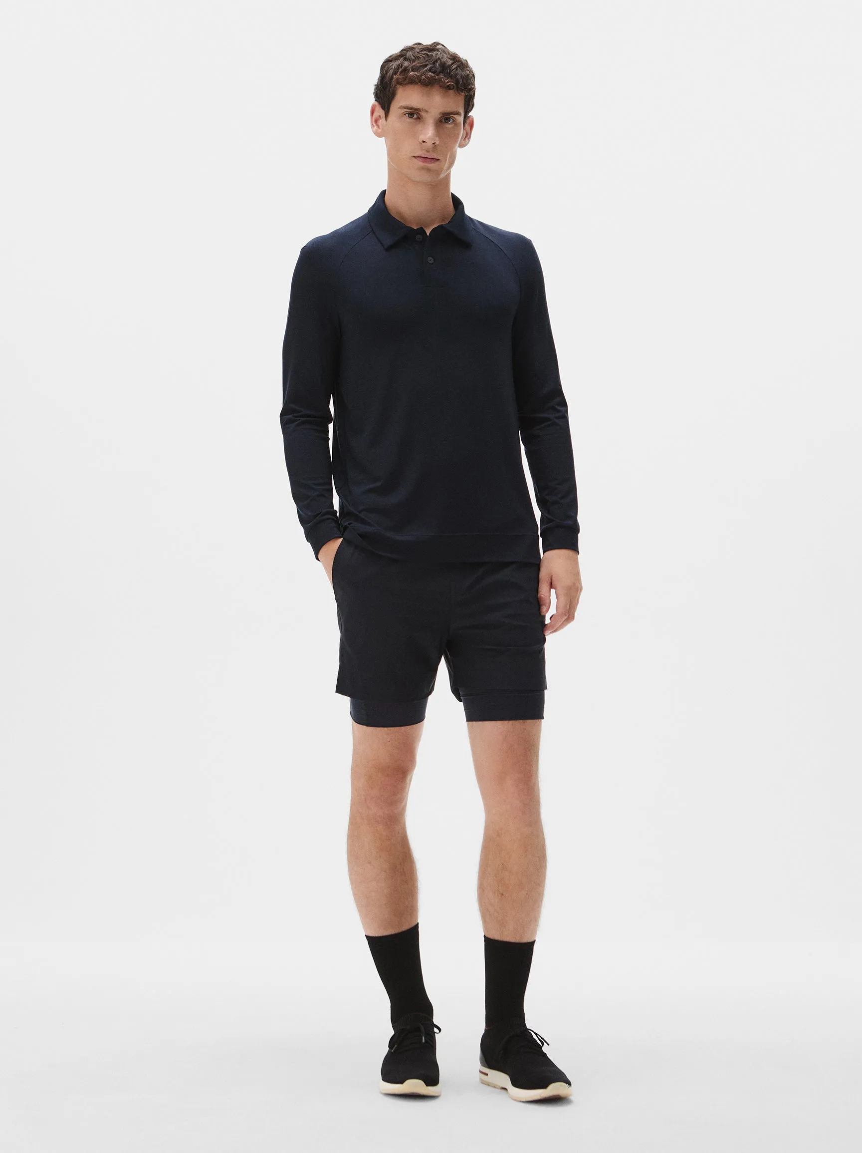 Natural Long Sleeve Tennis Polo