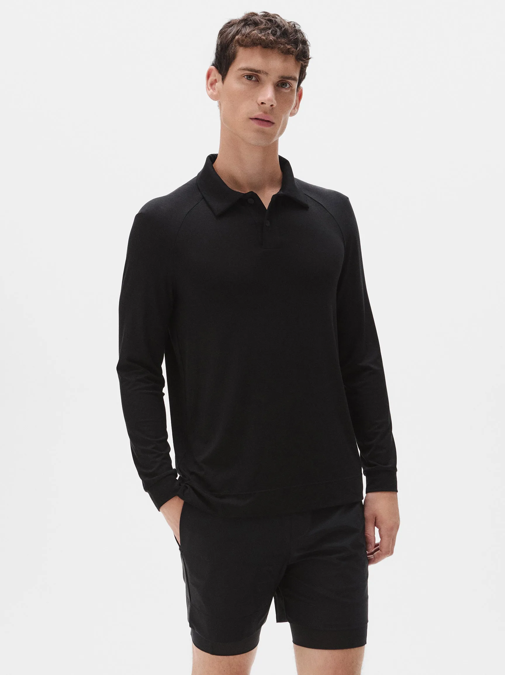 Natural Long Sleeve Tennis Polo