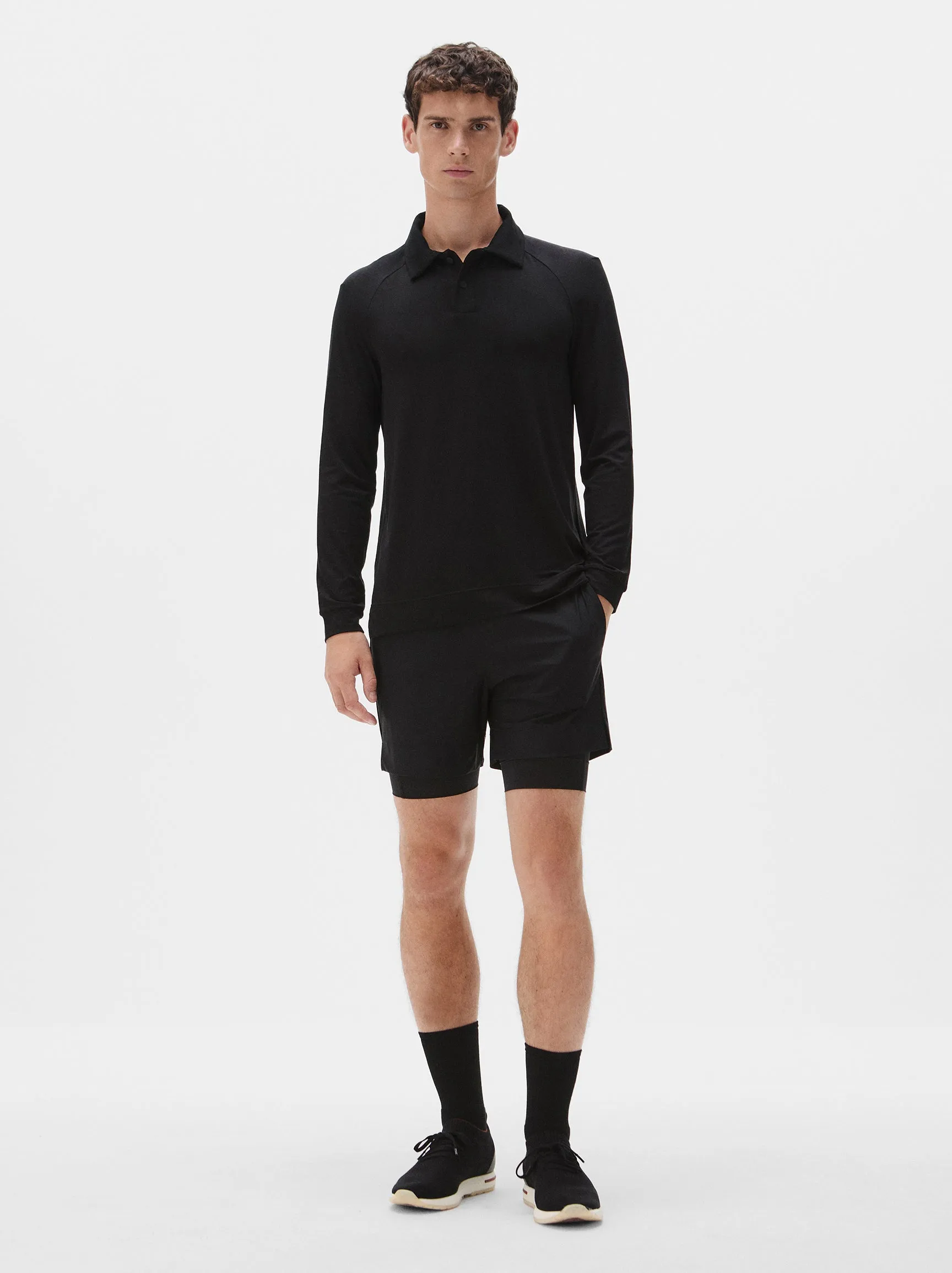 Natural Long Sleeve Tennis Polo