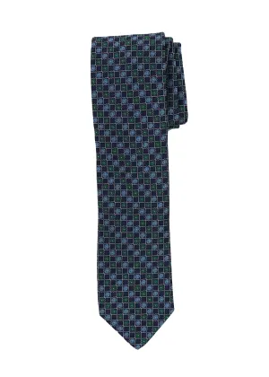 Navy & Green Grid Medallion Necktie