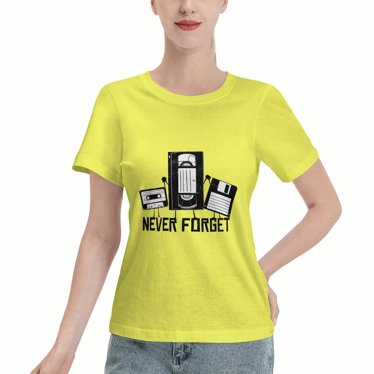 Never Forget Cassette, VHS, Floppy Disk Women's Basic T-Shirt