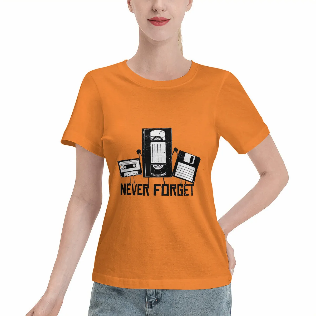Never Forget Cassette, VHS, Floppy Disk Women's Basic T-Shirt