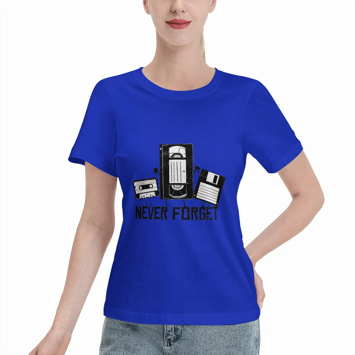 Never Forget Cassette, VHS, Floppy Disk Women's Basic T-Shirt