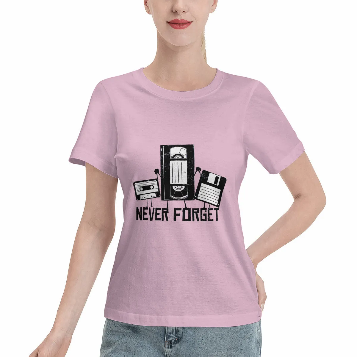 Never Forget Cassette, VHS, Floppy Disk Women's Basic T-Shirt