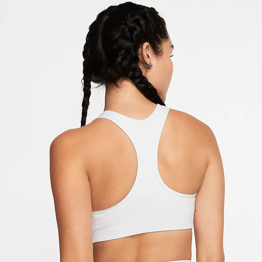 Nike Women's Dri-FIT Swoosh Medium Support 1 Piece Pad Sports Bra (White/Black)