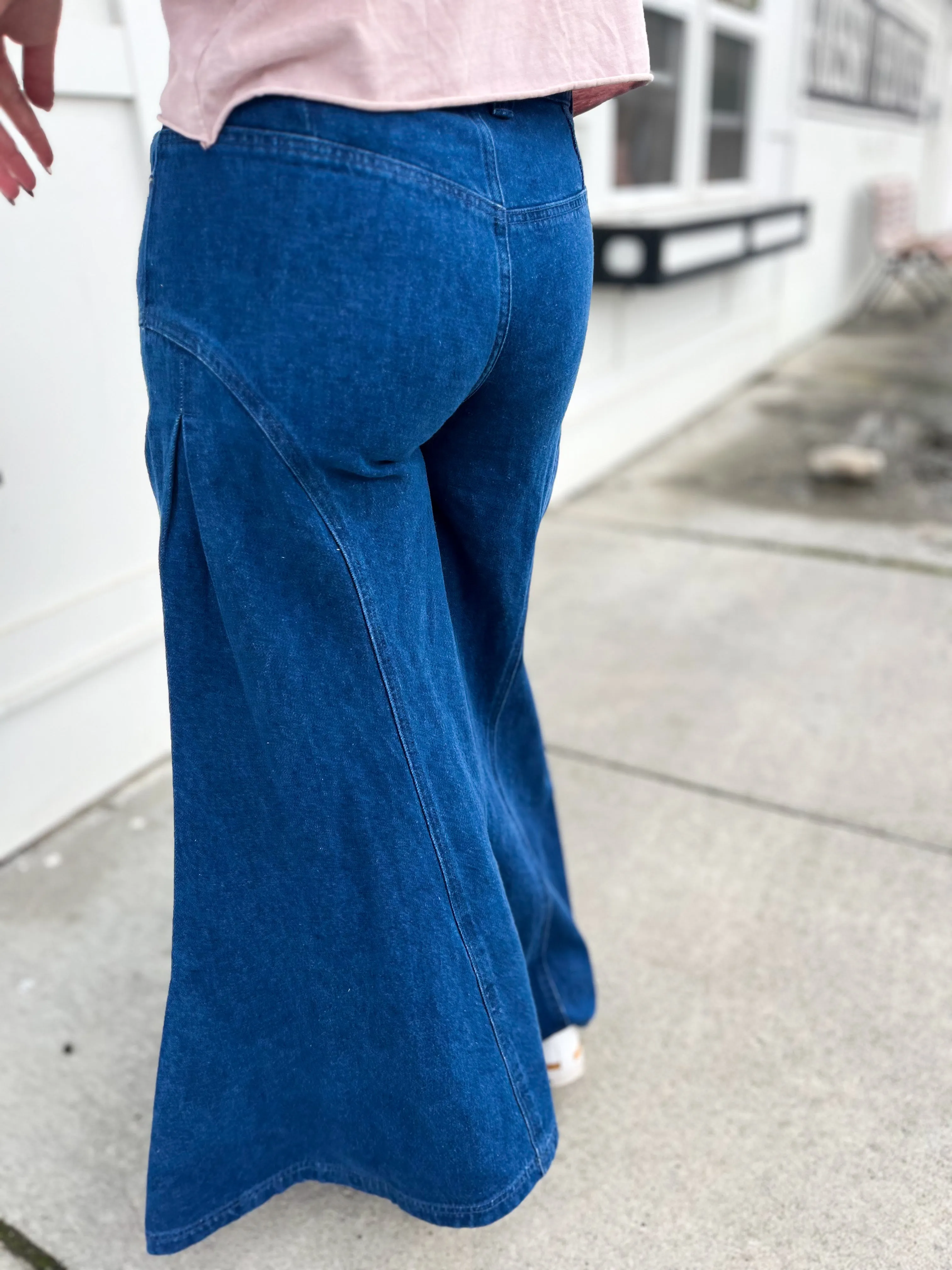 Nola Pleated Detail Wide Leg Denim