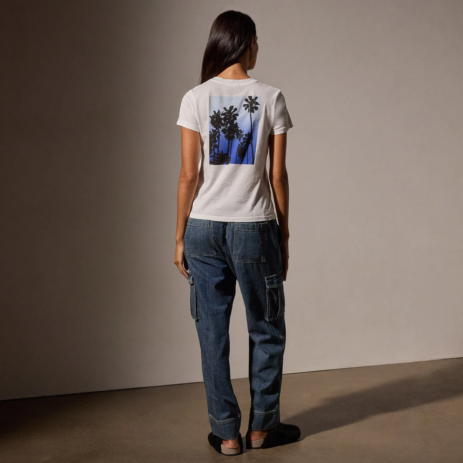 Ombrè Palms Graphic Tee - White/Blue