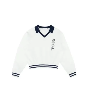 PIV'VEE Sports Emoji V-Neck Sweatshirt - Cloud White