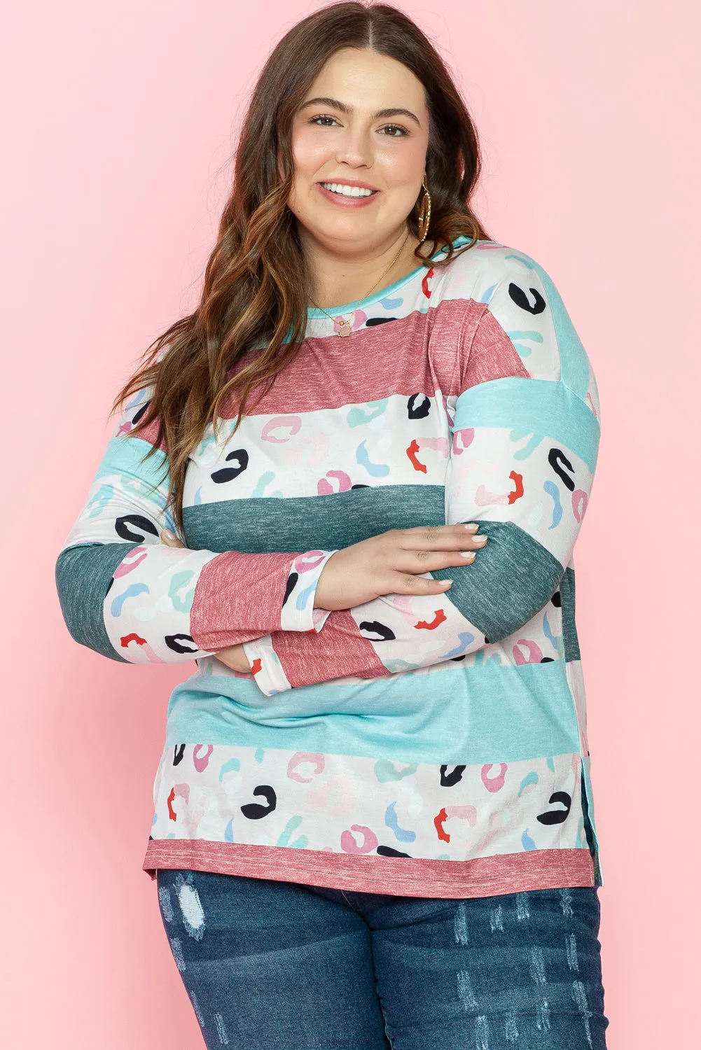 Plus Size Colorblock Pullover Top