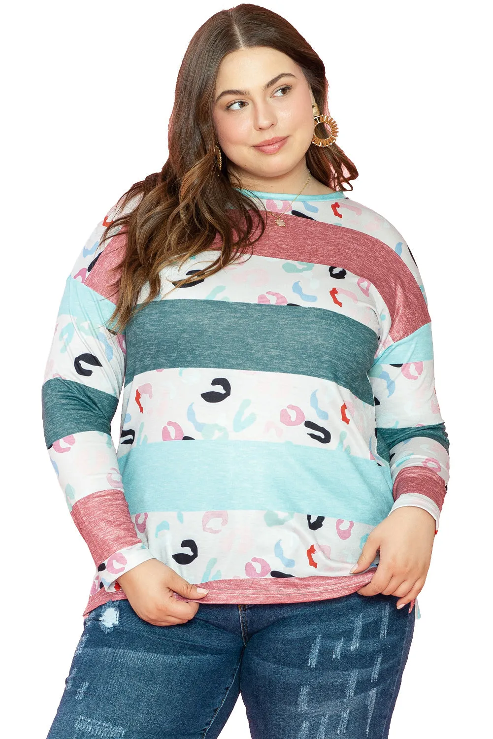 Plus Size Colorblock Pullover Top