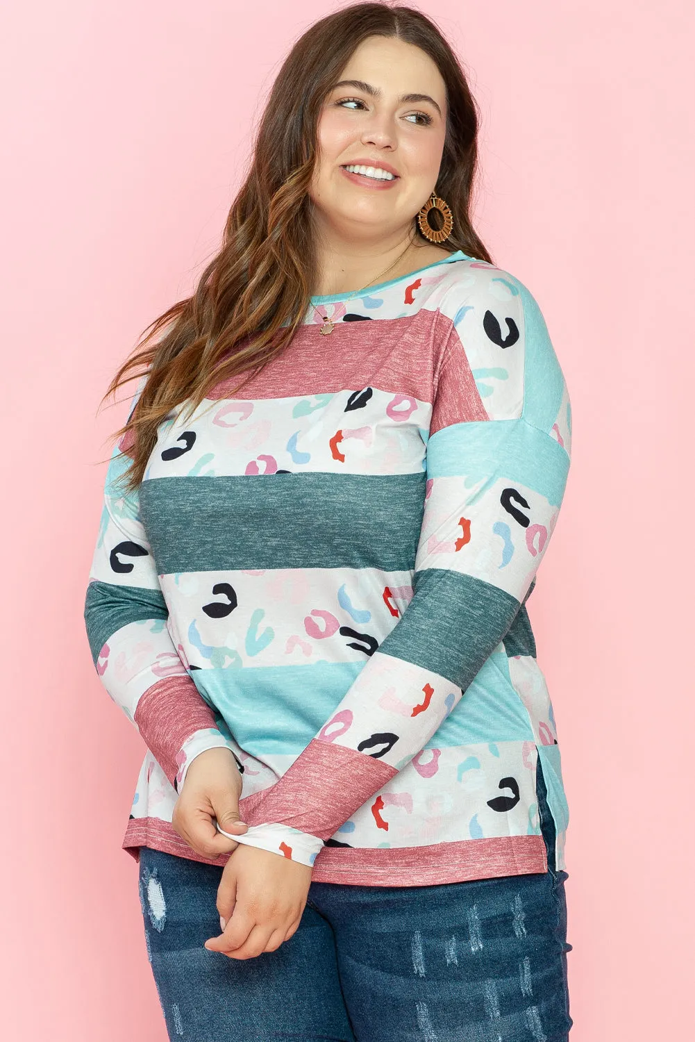 Plus Size Colorblock Pullover Top