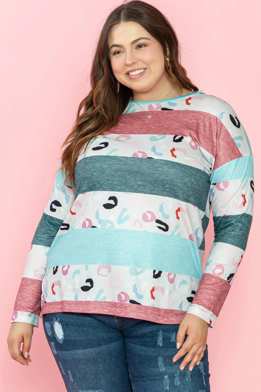 Plus Size Colorblock Pullover Top