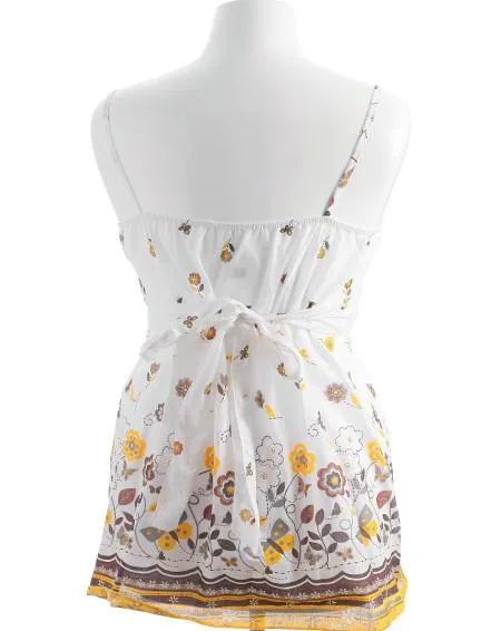 Plus Size Cotton Adorable Flower Brown Tank Top