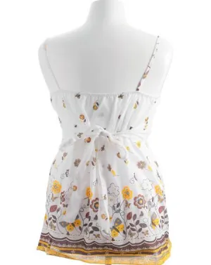 Plus Size Cotton Adorable Flower Brown Tank Top