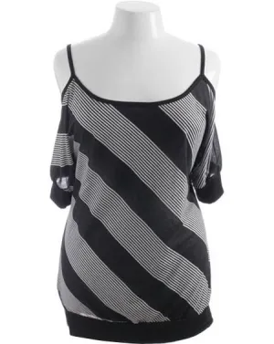 Plus Size Drop Shoulder Stripe Tank Top