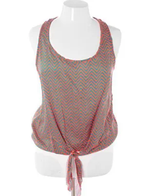 Plus Size Trendy Zig Zag Bubble Pink Tank