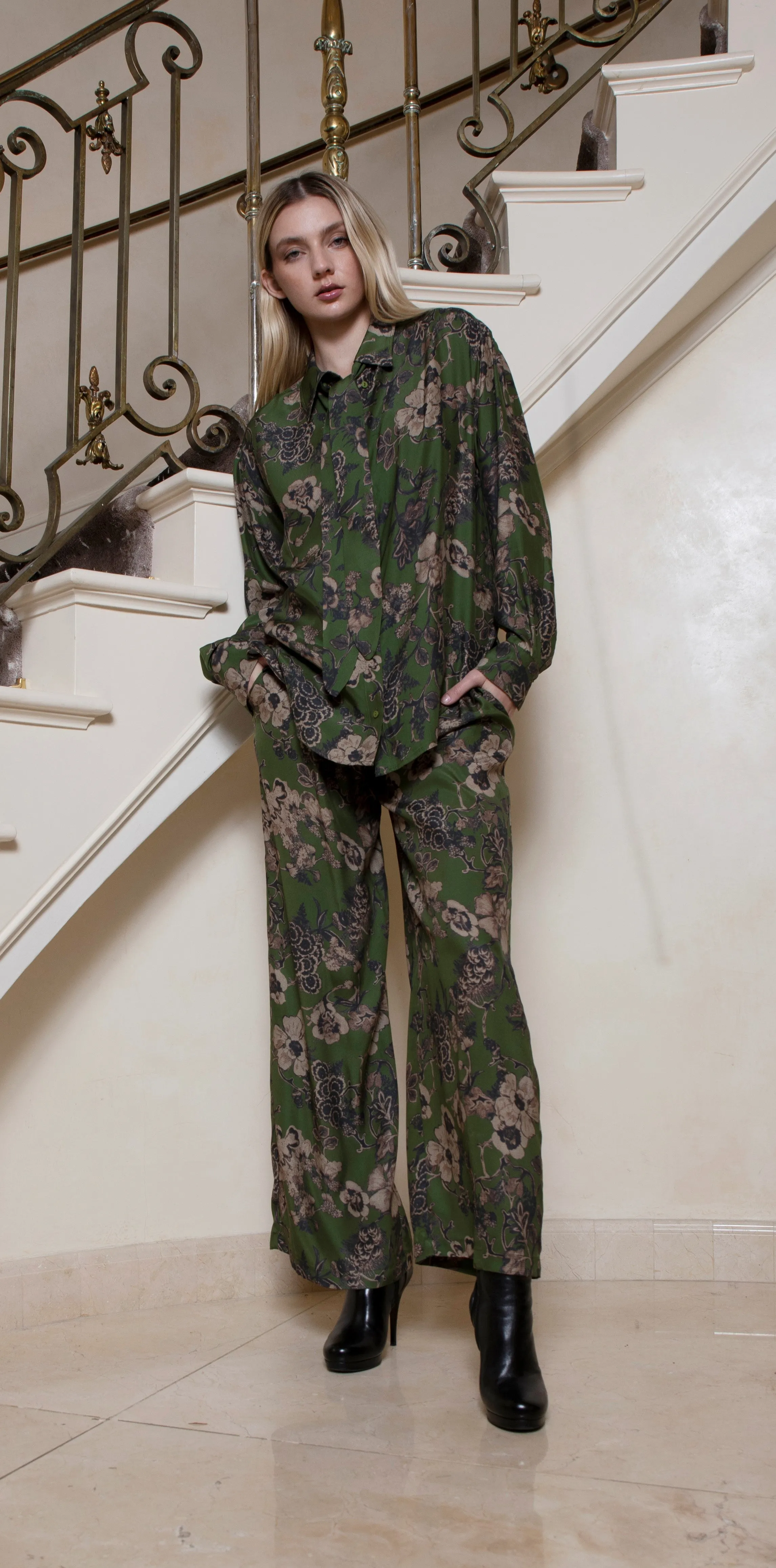 Printed LA Loose Shirt Black Victorian