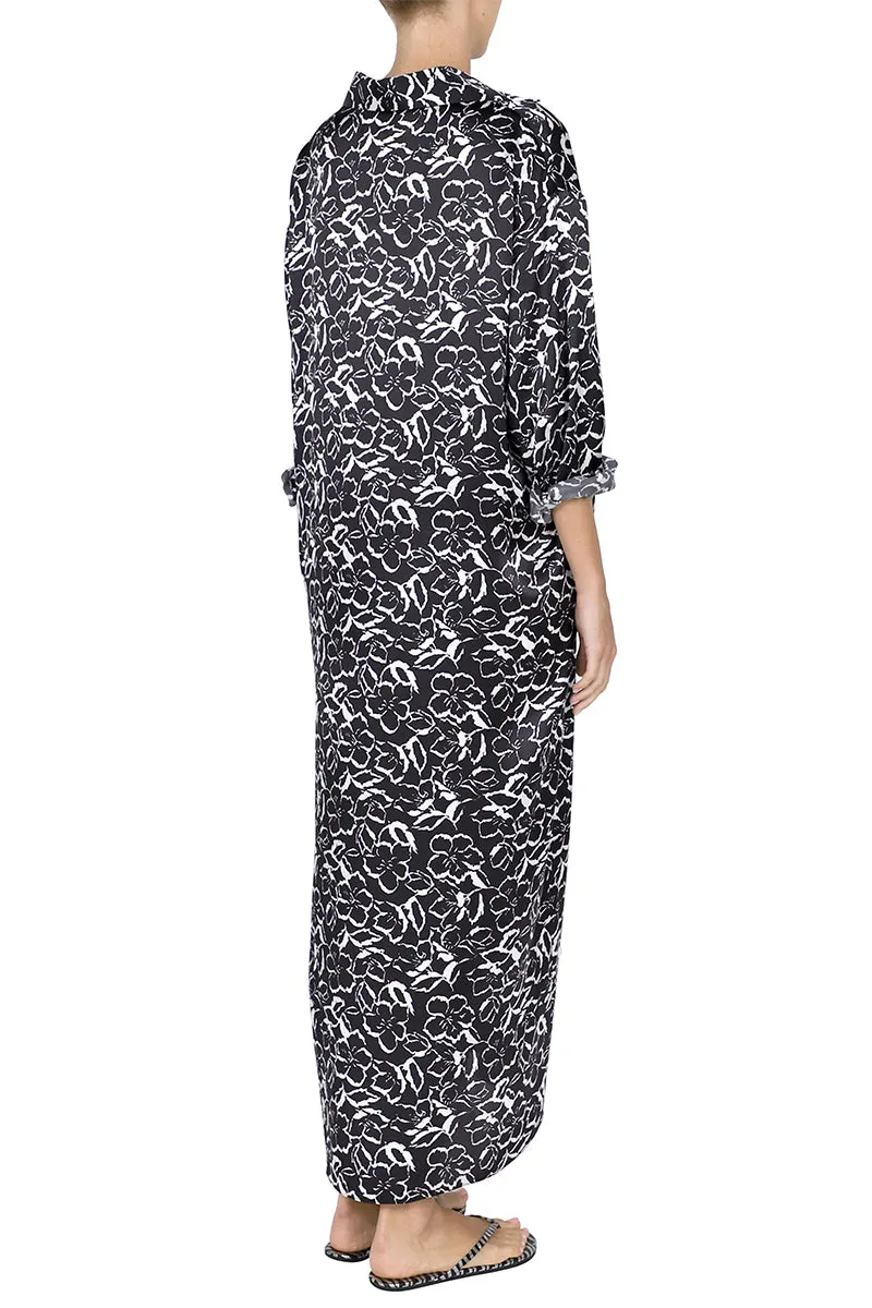 Printed Silk Satin Polo Dress