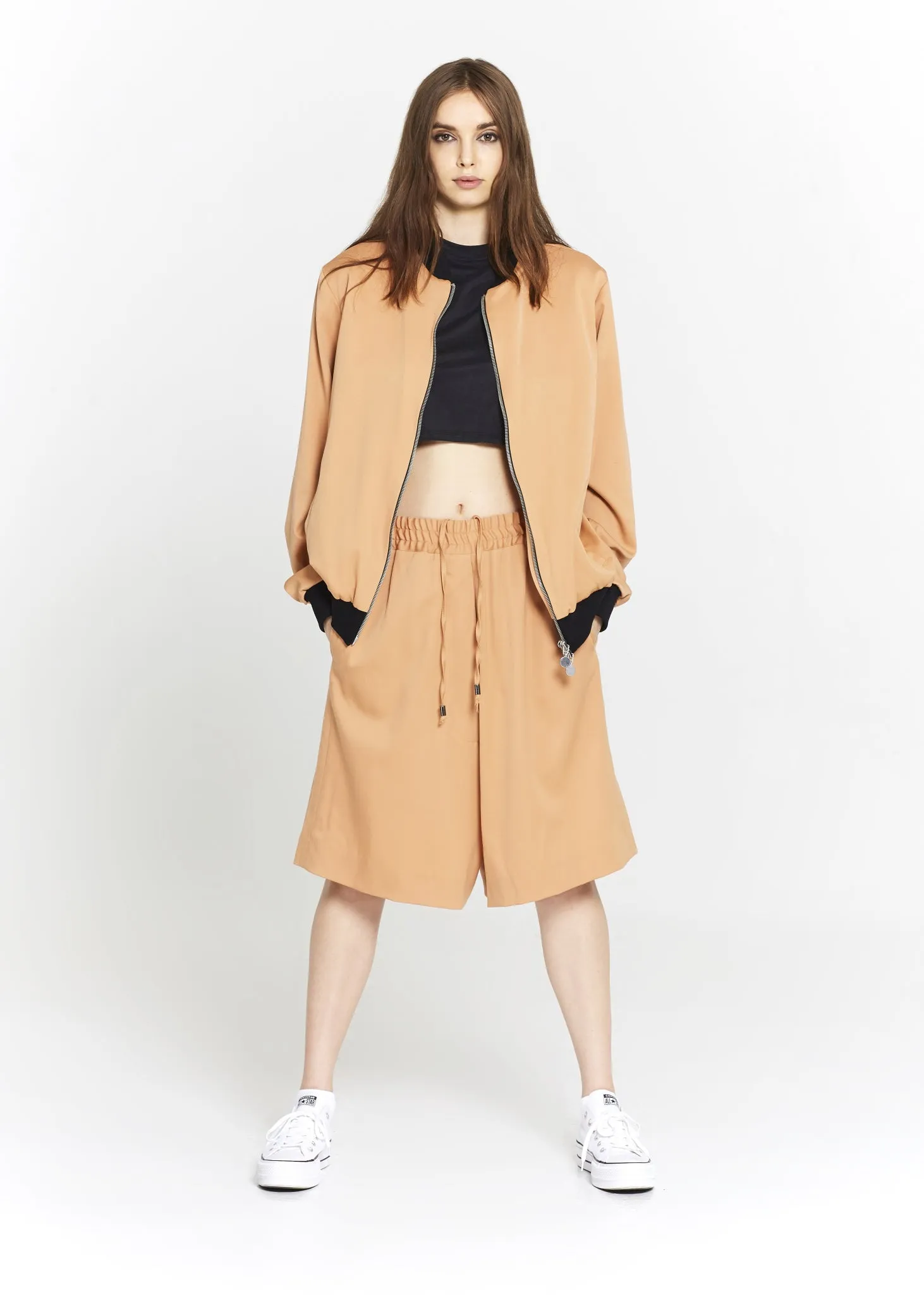 "The Limited Edition Super 150 Wool Bomber" in Peach
