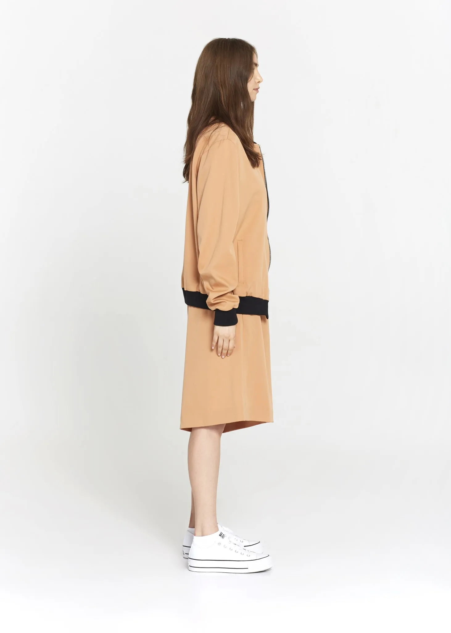 "The Limited Edition Super 150 Wool Bomber" in Peach