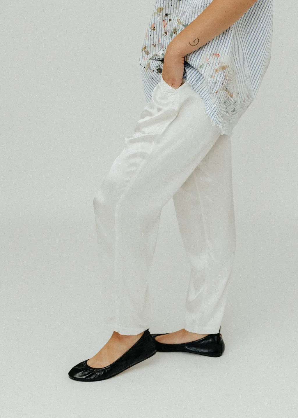 Raquel Allegra Trapunto Pant in Ivory
