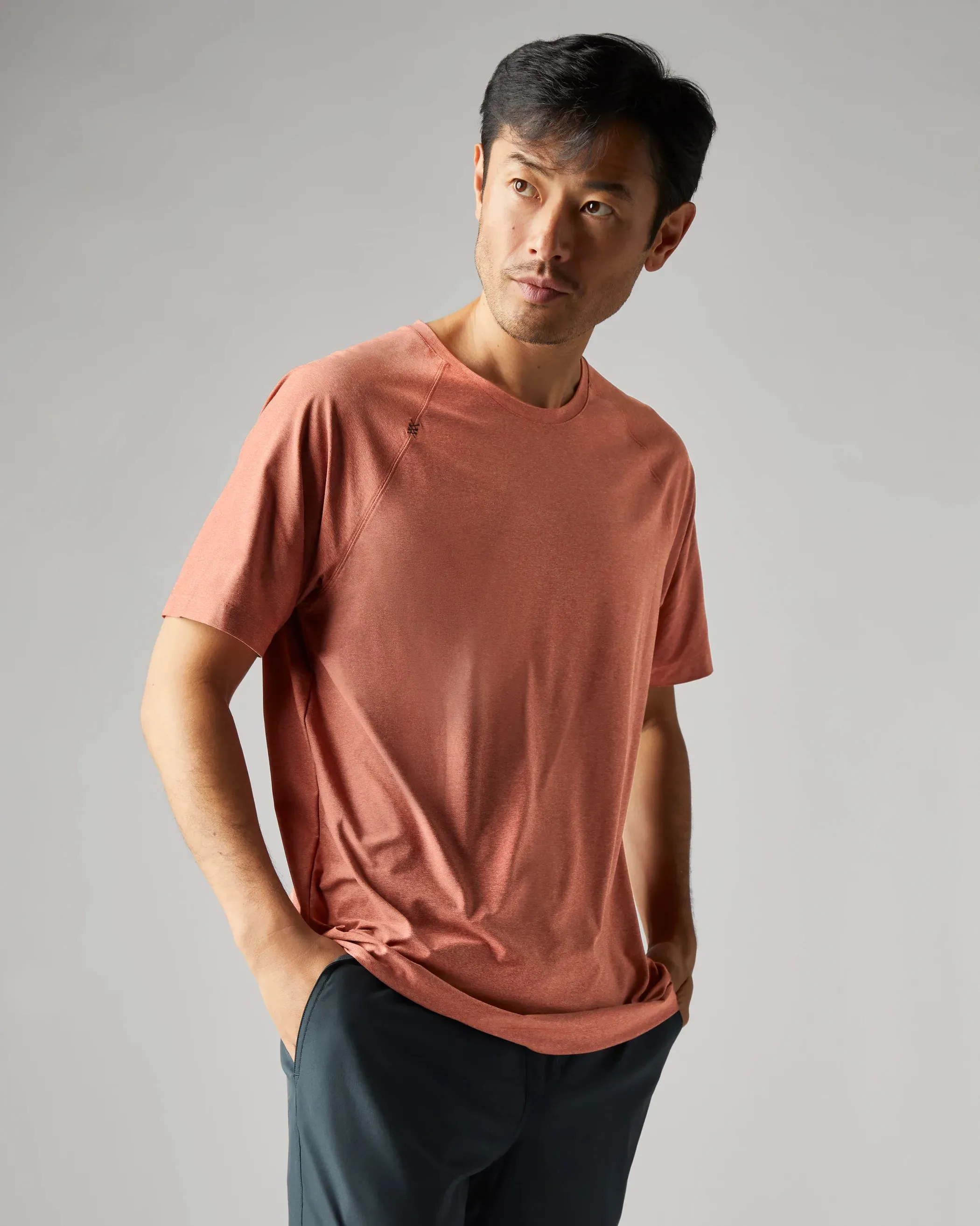 RHONE REIGN SHORT SLEEVE TOP - BAKED CLAY HEATHER