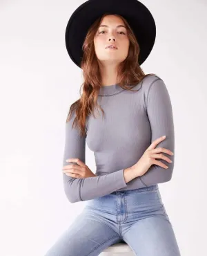Rickie Mock Neck Top Grey Haze