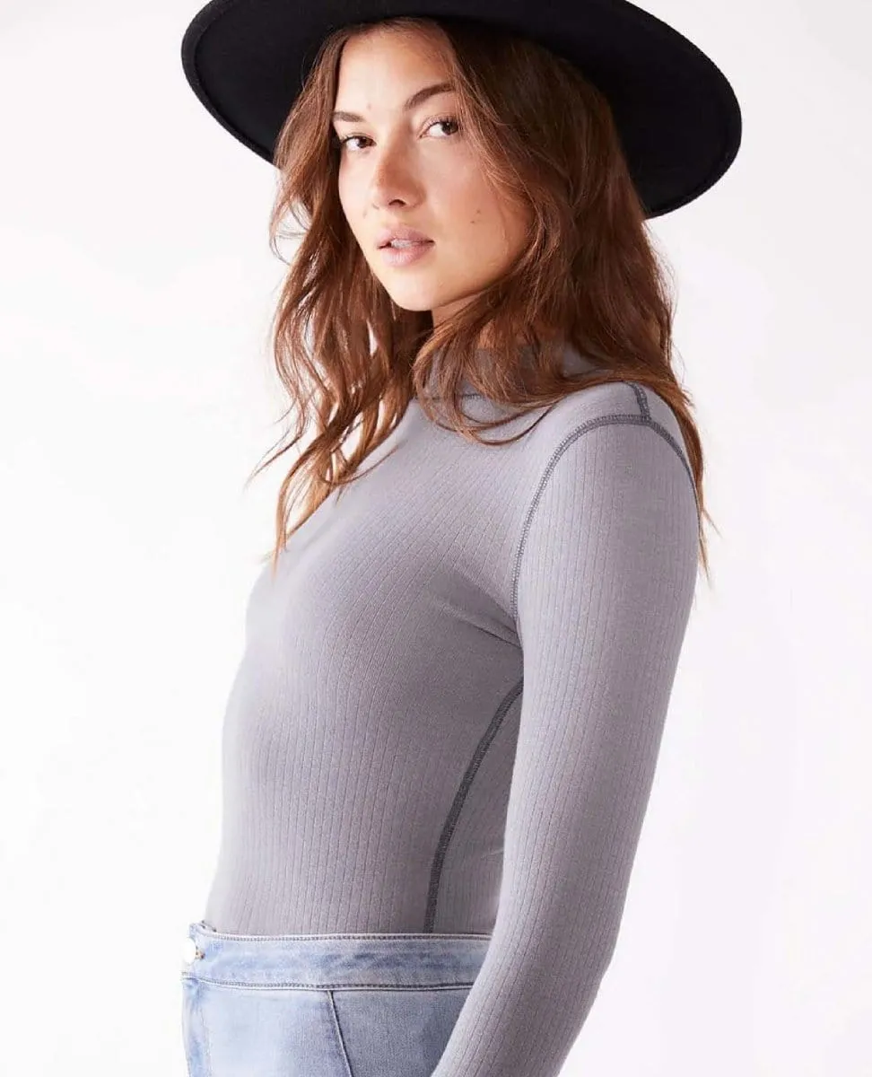 Rickie Mock Neck Top Grey Haze